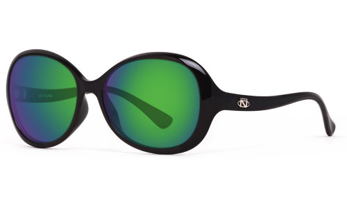 ONO'S CAT ISLAND Green Mirror POLARIZED Black Frame SUNGLASSES