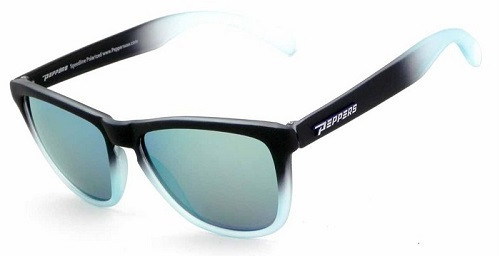 Peppers Eyeware BREAKERS Black/Crystal Fade Polarized Blue Mirror Sunglasses