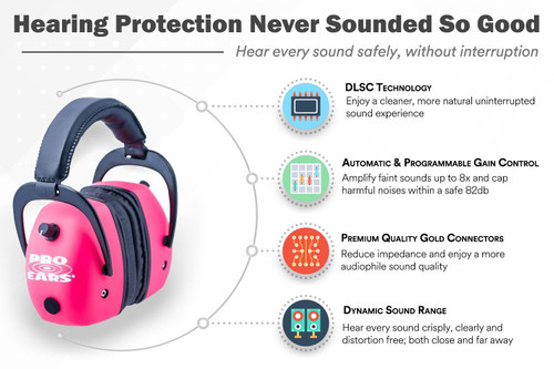 New ProEars GSDPMP Pro Mag Gold Electronic Hearing Protection and Amplification