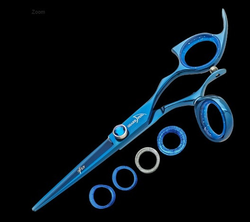 Sharkfin 6.25" Right Hand Professional Line Swivel Blue Scissor Shears