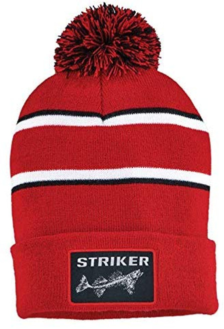 Striker Ice Striped POM Ice Fishing Hat Red/White