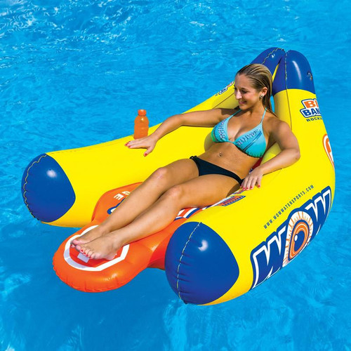 World Of Watersports WOW Big Banana Pool or Lake Lounge with Cup Holders