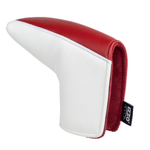 Izzo Golf Premium Soft PU Leather Golf Putter Covers in Blade/Maroon/White