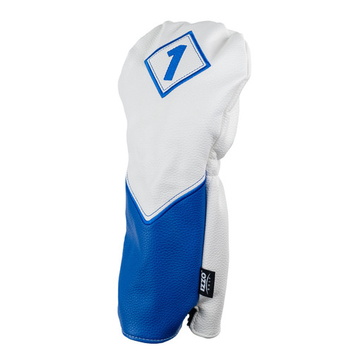 Izzo Golf Premium Soft PU Leather Golf Headcovers in White/Blue/Driver