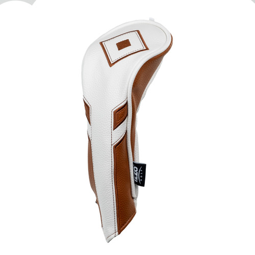 Izzo Golf Molded Premium PU Leather Golf Headcovers in White/Camel/Hybrid