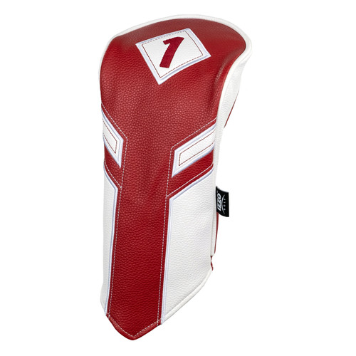 Izzo Golf Molded Premium PU Leather Golf Headcovers in Maroon/White/Driver
