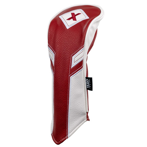 Izzo Golf Molded Premium PU Leather Golf Headcovers in Maroon/White/Fairway Wood
