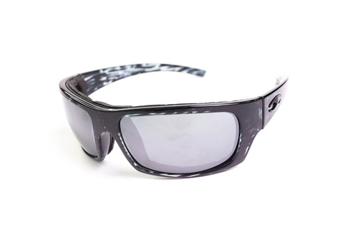 Stinger Transition Mirror Silver Lens Sunglasses with Liquid Black Frame