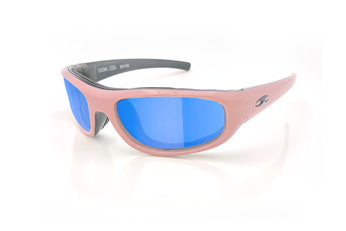 Icicles Sun Rider Mirror Blue Lens Sunglasses with Pink Frame