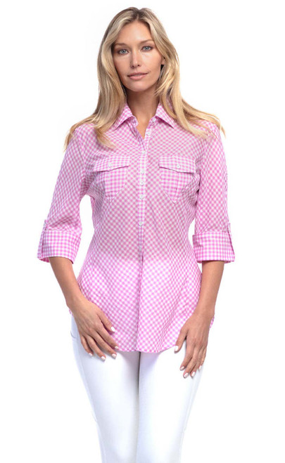 Good Rider Womens Relax Lilac Gingham Shirt Size M