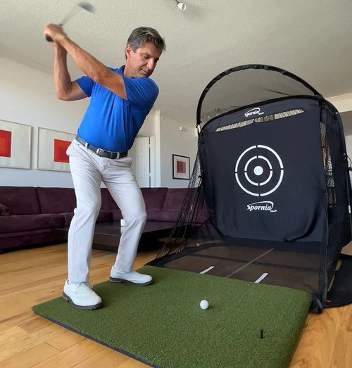 Spornia Golf ProStrike Chipping Hitting Practice Mat 5' x 5' With 4 PK Tee Claw Training Aid