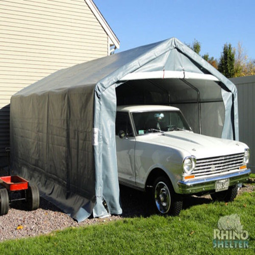 Rhino Shelter Instant Garage House Style UV Treatment Cover,Green 12'Wx20'Lx8'H