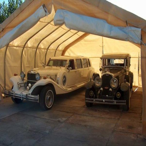 Rhino Shelter 2 Car Garage House Joined UV Cover Zipper Doors Gray 22'Wx48'Lx12'