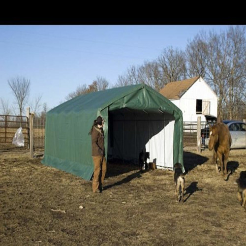 Rhino Shelter Horse/Livestock Animal Run In Shelter House Cover, Green