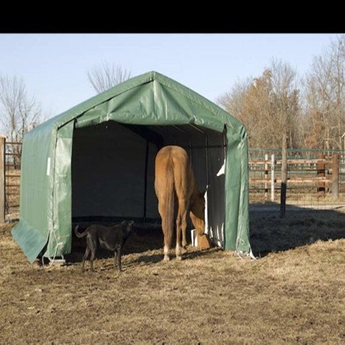 Rhino Shelter Horse/Livestock Animal Run In Shelter House Cover, Green