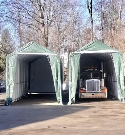 Rhino Shelter RV/Boat Garage House Style UV Cover Zipper Doors, Gray