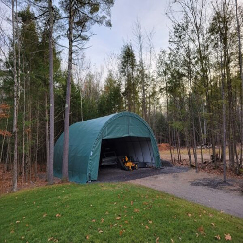 Rhino Shelter Three Car Garage Round UV Cover Zipper Doors Gray 30'Wx30'Lx15'H