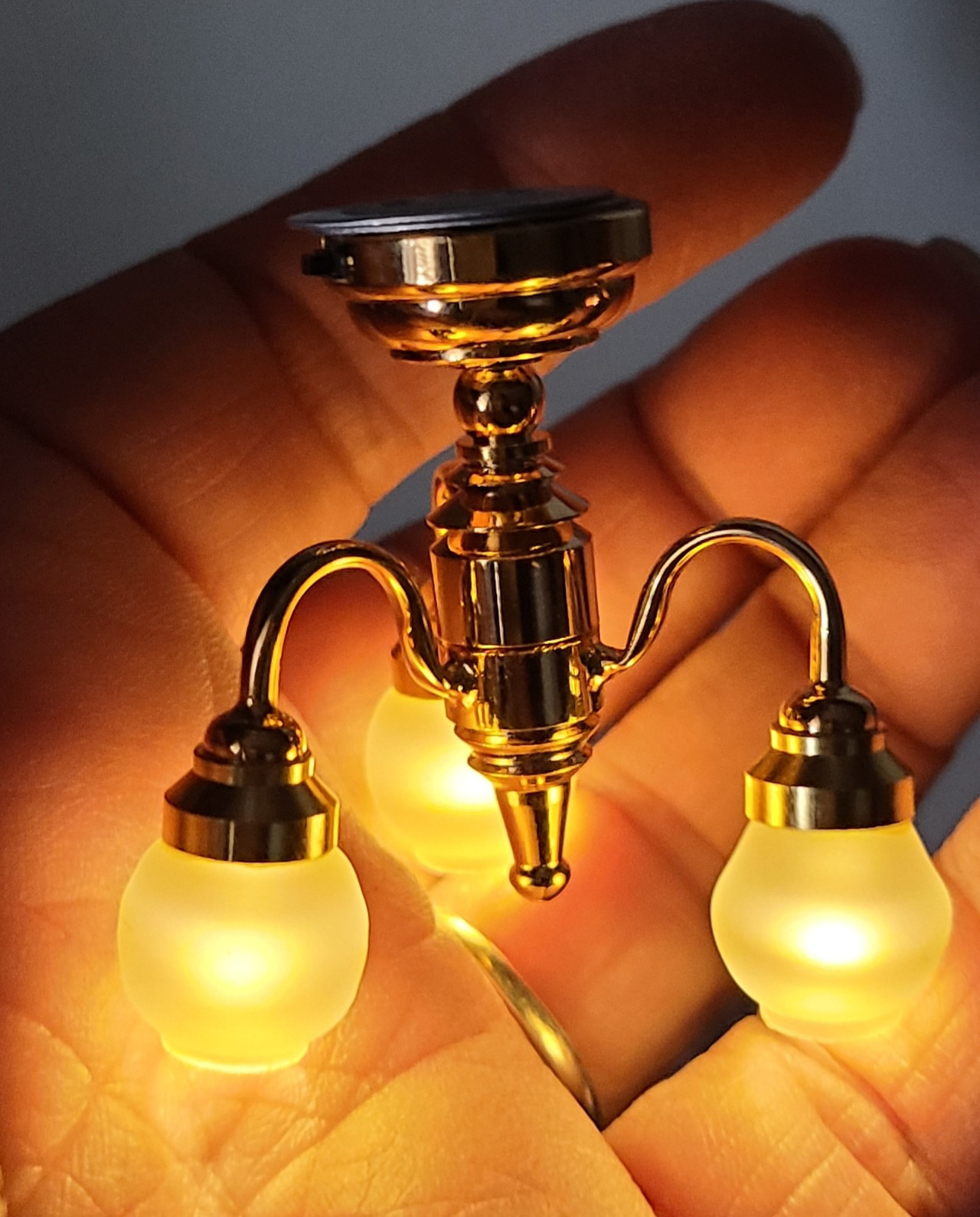 Miniature LED Battery Powered Chandelier Grandpa's Doll House