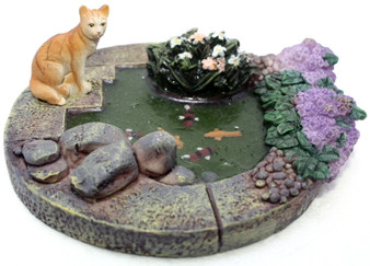 Pond with Fish and Cat