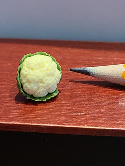 Miniature Handmade Cauliflower with Leaves