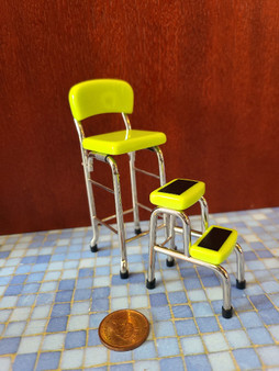 Miniature Kitchen Stool with Step - Green