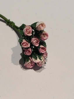 Two Tone Pink & White Paper Rose Buds