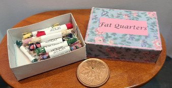 1/12 Scale Box Filled With Fabric Fat Quarters