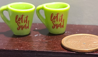 Green Miniature Mugs - Let it Snow