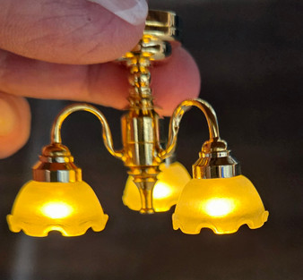 Miniature LED Battery Powered 3 Arm Chandelier 