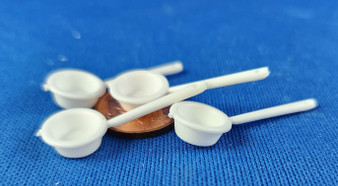 1/12 Scale Set of 4 White Plastic Ladles