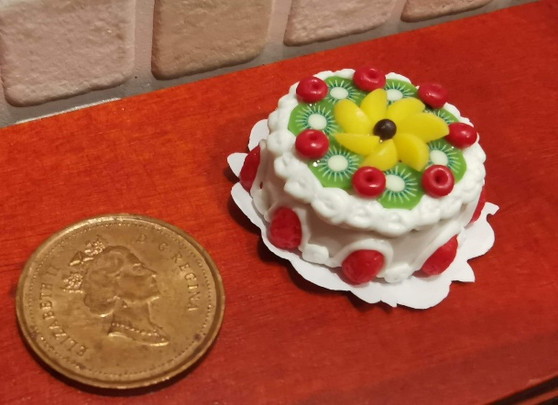 1/12 Scale Fancy Decorated Cake -White with Fruit