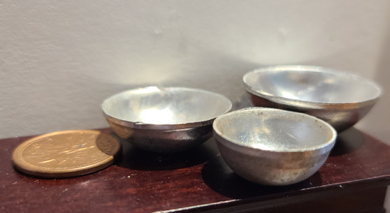 Set of 3 Metal Bowls - 1/12 Scale