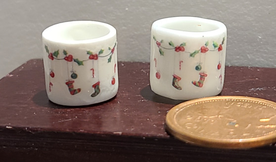 Miniature Christmas Mugs - Stockings on a String