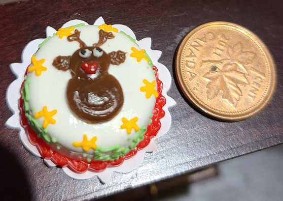 1/12 Scale Fancy Decorated Cake -Christmas Reindeer Cake
