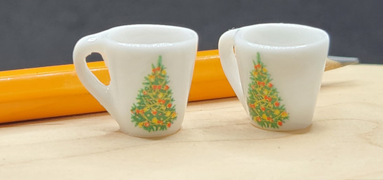 Miniature Christmas Mugs -Christmas Tree & Candy Cane