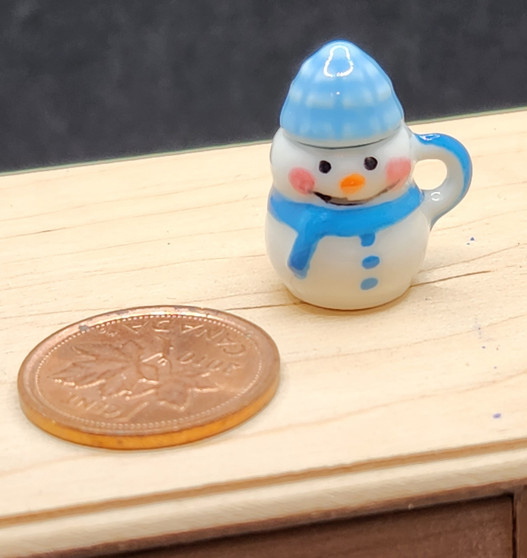 Miniature Christmas Snowman Mug with Blue Scarf &Toque