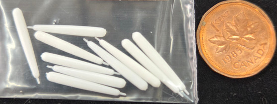 Set of 10 White Candlesticks - 1/12 Scale