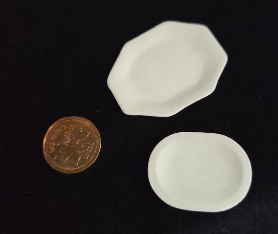  1/12 Scale -  Porcelain Platters - Set of 2 - Unfinished - Ready to Paint