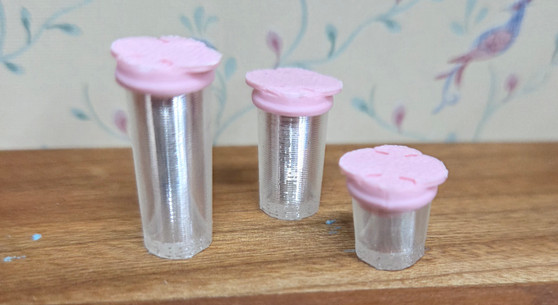 1/12 Scale Set of 3 Round Canisters - Choice of Lid Colour