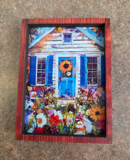1/12 Scale Wall Art - Blue Trimmed House