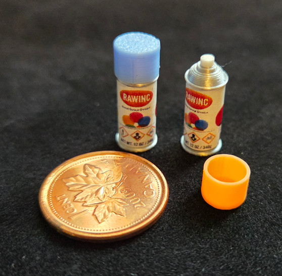 1/12 Scale - Pair of Spray Paint Cans - Blue & Orange
