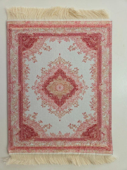1/12 Scale Carpet - Shades of Pink, White & Ivory - 7" x 9"