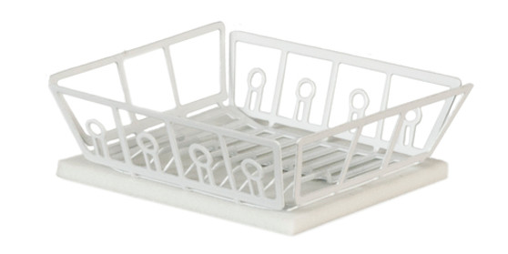 White Metal Dish Rack with Mat