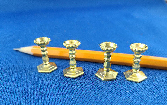 1/12 Scale (4) Gold Candlesticks