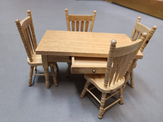 Oak Kitchen Table Set with 4 Chairs