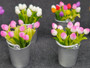 1/12 Scale Miniature Pail of Tulips