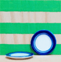 White Porcelain Plate with Blue Stripes