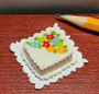 1/12 Scale Fancy Decorated Cake -Square Cake with Flowers