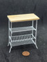 1/12 Scale Miniature White Wire Kitchen Rack with Wooden Top
