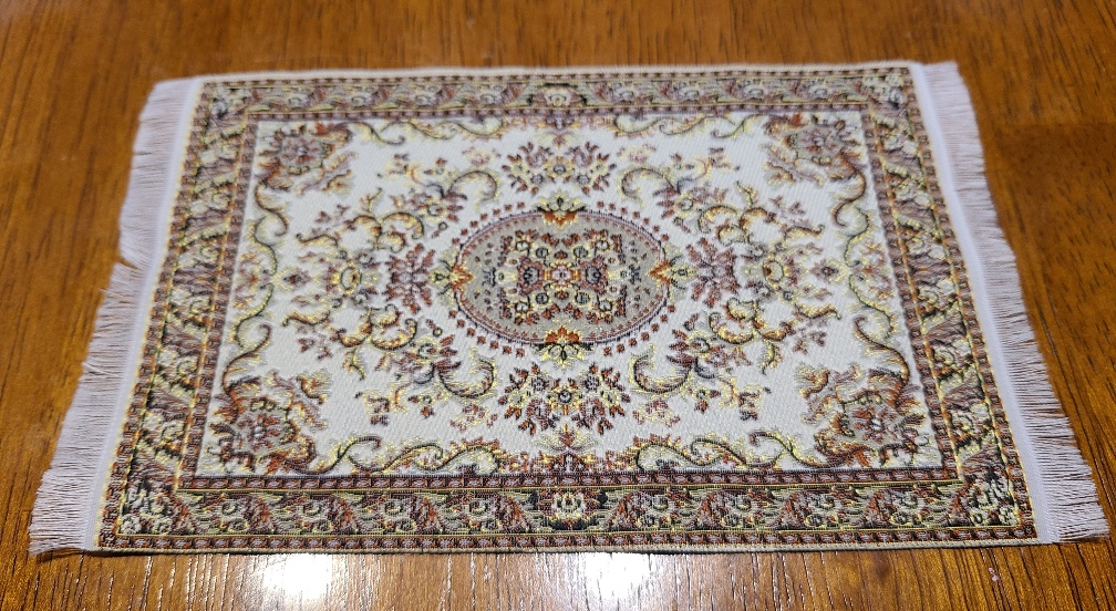 Hand Crafted Miniature Rugs Brown Tone 1/12 Scale Miniature Area Rug 3 7/8